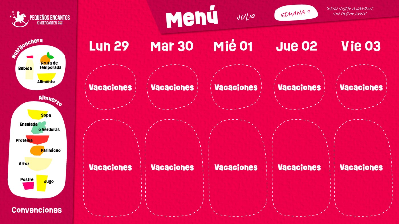 Menu restaurante julio 2026