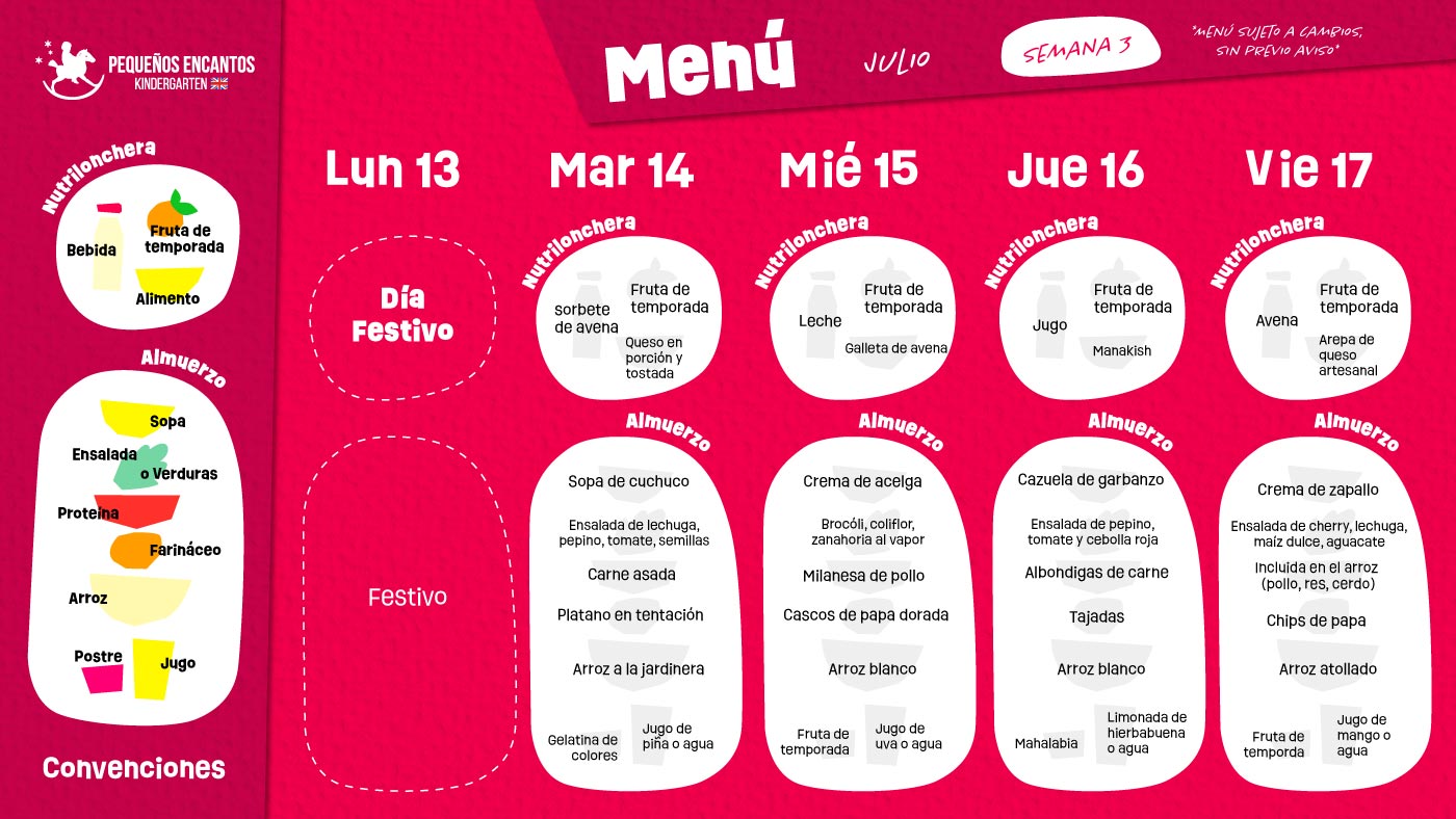 Menu restaurante julio 2026