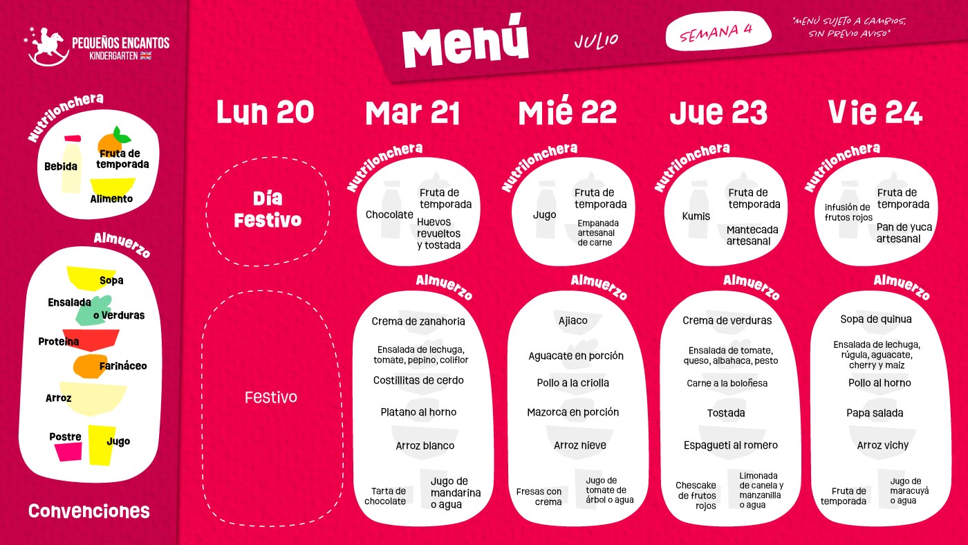 Menu restaurante julio 2026
